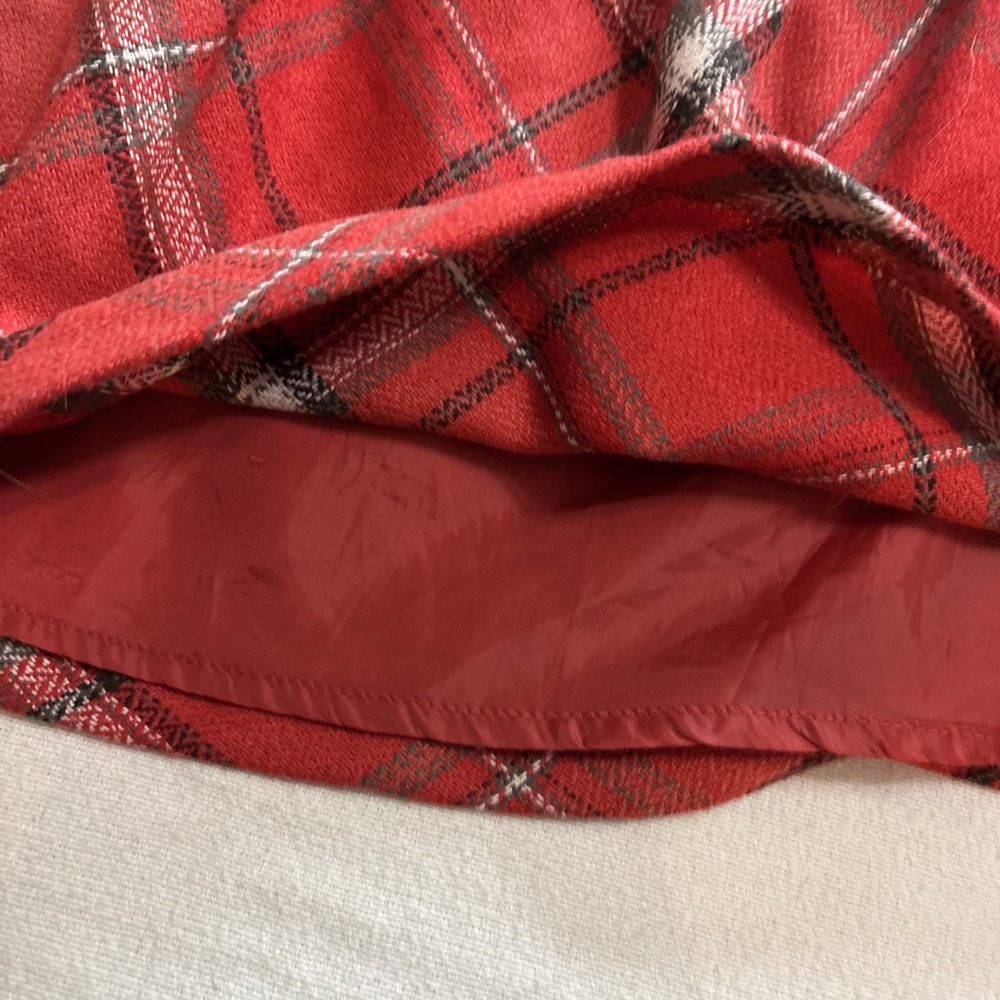 Old Navy Wool Blend Mini Skirt Red Gray Plaid Lined  Women's Size 4 Y2K Academia - Picture 7 of 7